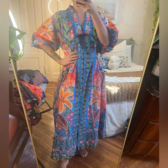 FARM Rio Vibrant Floral Maxi Dress - Blue and Orange - Picture 1 of 10
